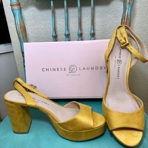 CL Sunflower Suede Platform Ankle Strap 10M NWB